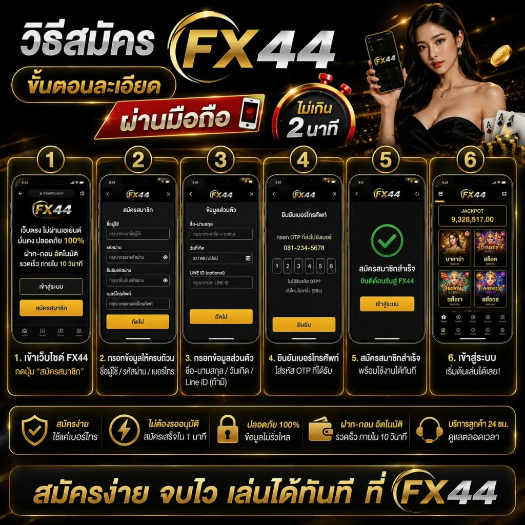 วิธีสมัคร FX44 ขั้นตอนละเอียด ผ่านมือถือ ไม่เกิน 2 นาที